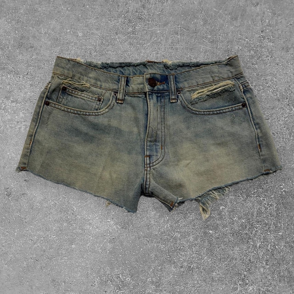 BDG Urban Outfitters Essential Mid Rise Distressed Floral Denim Cutoffs 25W
